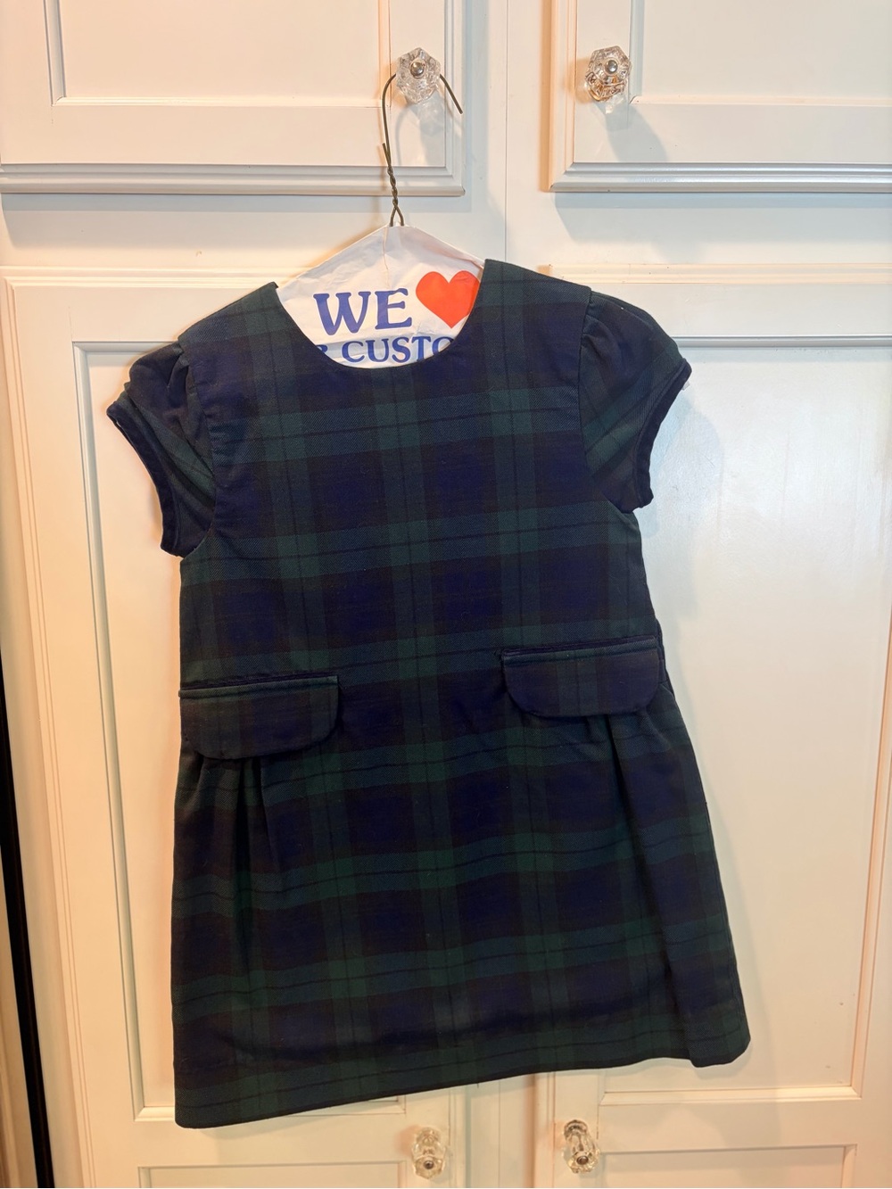 TBBC Betts Bow Dress - Navy Blackwatch Plaid -  Size 6